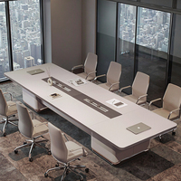 Table de conférence d'affaires moderne haut de gamme, grande table de négociation de bureau, minimaliste, luxe, en bois massif, table de travail, salles de conférence