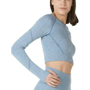 Ensemble de soutien-gorge en tissu non tissé bleu sans couture avec effet push-up - Product Image 4