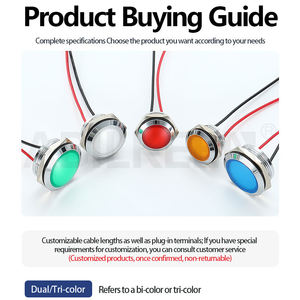 Lampu indikator logam bulat LED, cahaya indikator Mini Led 12mm 16mm 19mm 22mm kepala datar tahan air - Product Image 2