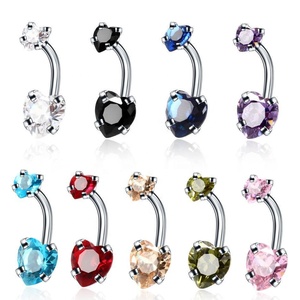Anneau de ventre à filetage interne en acier inoxydable de qualité médicale avec coeur Zircon <span class=keywords><strong>nombril</strong></span> <span class=keywords><strong>Piercing</strong></span> femmes bijoux de corps - Product Image 1