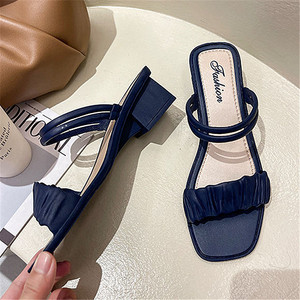 Sandales et mules d'été à talons compensés, dernières tendances, talons épais, escarpins mi-hauts pour femmes, chaussures à talons hauts de créateur avec nœud pour <span class=keywords><strong>femme</strong></span> - Product Image 2