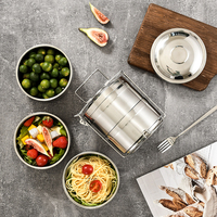 Boîte à lunch Bento multicouche ronde en acier inoxydable 304 de haute qualité pour récipient alimentaire