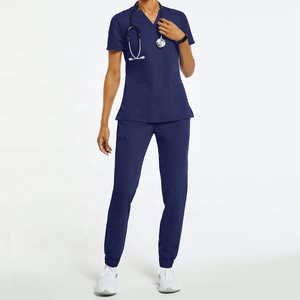 2024 élégant gommage uniformes ensembles infirmière hôpital uniforme infirmière gommages fermeture éclair ensemble à manches courtes femmes gommages survêtement ensembles - Product Image 6