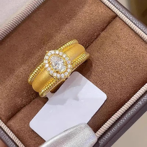 <span class=keywords><strong>Bague</strong></span> Vintage en Pierre Brossée Large pour Femme, Style Cour Rétro Européen et Américain, Luxe, Large Bande, Zircon, Ouverte et Ajustable - Product Image 4
