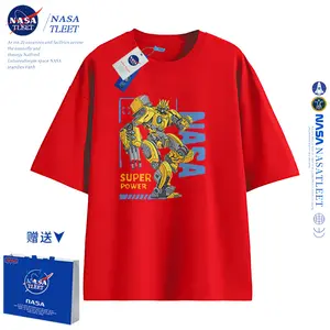 美国宇航局联合高达机器人男孩t恤短袖2024新款夏季男孩棉上衣套装