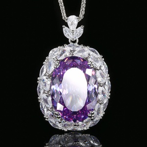 High Quality Jewelry Eco-friendly Copper Gold Plated 18*25mm Oval Cut Imitation Ruby Large Gemstone Pendant Necklace for Women - Product Image 2