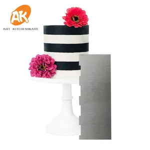 AK Custom Logo Stainless Steel Cake Scraper Decorating Comb Pastry Baking Tools Kitchen Utensils Metal Cake Smoother CS-20