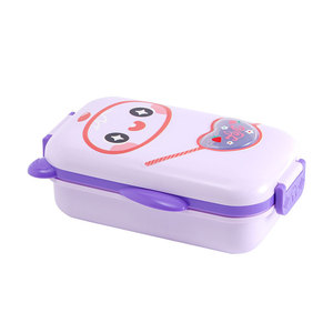 Boîte à lunch rectangulaire pour enfants Mr. Gulu, avec couvercle en plastique, design cartoon, couverts et récipient à sauce, pour l'école. - Product Image 3