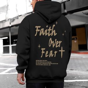 Sudadera con Capucha FOXA Faith Over Fear para Hombre, 100% Algodón, Sudadera Transpirable - Product Image 3