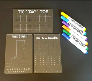 Özel şeffaf akrilik kuru silme kurulu oyun setleri, Tic Tac Toe, Hangman, nokta oyun tahtası
