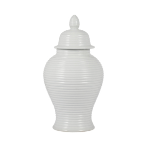 Vaso decorativo in ceramica con texture a coste per soggiorno, accessorio moderno per la casa - Product Image 1