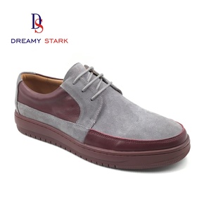 Sneakers en cuir de vache véritable de haute qualité, deux tons de couleur, logo personnalisé, fabriquées à la main, lacets pour hommes, confortables, respirantes, automne - Product Image 1