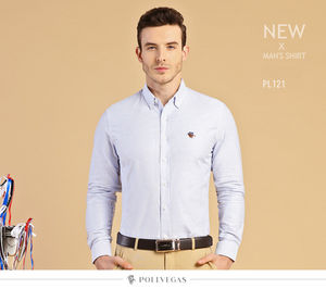 Camisa de <span class=keywords><strong>Hombre</strong></span> 100% Algodón, Camisa de Manga Larga a Cuadros, Camisas Polo con Diseño Bordado - Product Image 2