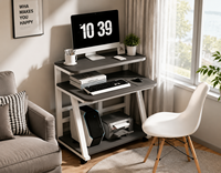 Bureau d'ordinateur moderne avec 3 étagères de rangement, table pour ordinateur pour la maison, le bureau ou la chambre
