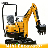 Mini-excavatrice hydraulique de 1 tonne avec moteur puissant, petite excavatrice sur chenilles, micro-excavatrice, excavatrice compacte sur chenilles