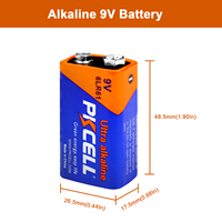 Industri merek Tiongkok Oem 9Volt 6Lr61 6Lf22 6Am6 sel kering utama 9v baterai Alkaline untuk Alarm asap