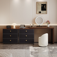 Table de toilette moderne de luxe en cuir avec tiroirs de rangement, bureau de maquillage en contreplaqué, coiffeuse, mobilier de chambre