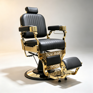 Custom Color Durable PU Leather Gold Barber <b>Chair</b> Aluminum Alloy for Professional Salon Gym School Use 360 Degree - Product Image 2
