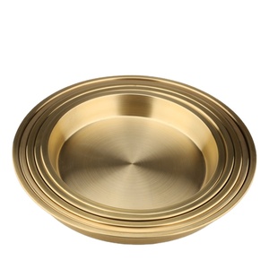 Plateau rond en or et <span class=keywords><strong>cuivre</strong></span> en acier inoxydable, 1 pièce, prix d'usine, plateau de nourriture pour équipement de mariage - Product Image 1