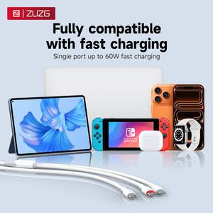 ZUZG 60W Type-C สาย <span class=keywords><strong>USB</strong></span> 2-in-1 PD ชาร์จเร็วพร้อมสายเคเบิลข้อมูล TPE สำหรับแอปเปิ้ลซีรีส์ 15-17/แล็ปท็อปซัมซุง ออปโป้ วีโว่ เสี่ยวมี่ - Product Image 2