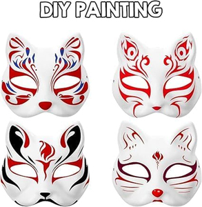 Máscaras de Papel con Pedrería, Máscaras Blancas de Mascarada para Gatos, Máscaras Completas para la Cara, <span class=keywords><strong>en</strong></span> Blanco para Proyectos Artísticos, Teatro, Halloween, Cosplay, Aula - Product Image 5