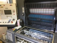 Imprimante Offset Heidelberg SM74 SM52 d'Occasion Allemande, Quadricolore, avec Modules MOV MOZ pour Impression et Emballage de Boîtes en Carton