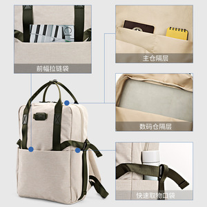 Casual Sports Backpack For Women Lightweight Solid Color With Zipper Pockets Water Repellent Leisure Travel Backpack - Product Image 1