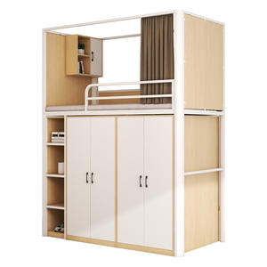 Традиционная прочная двухъярусная кровать для студенческого общежития, квартиры, отеля, больницы, металлическая двухъярусная кровать с шкафом и столом - Product Image 5