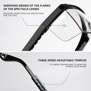 CE <span class=keywords><strong>EN166</strong></span> ANSI Z87認証取得済み 高品質プラスチックフレーム 飛沫防止 防塵 フレームレス安全メガネ 傷防止レンズ - Product Image 6