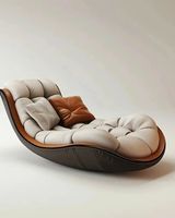 Chaise longue inclinable simple moderne rétro en cuir PU pour la maison, chambre, bureau, villa, salon décontracté, salle à manger