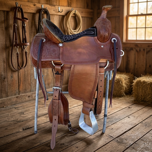 Silla de Montar Inglesa Ecológica Hecha a Mano con Cuero Genuino de Búfalo y Bambú, con Estructura de Madera, Precio de Fábrica - Product Image 1