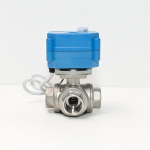 Válvula de bola de 3 vías de acero inoxidable con actuador eléctrico de rosca de 1/2 pulgada para control de agua - Product Image 1