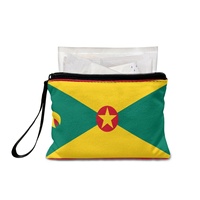 Dompet Koin Mini Warna Campuran Cetak Bendera Nasional Grenada Dompet Kanvas Ritsleting untuk Koin Kartu Kosmetik