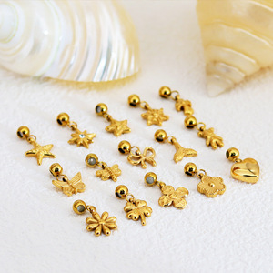 18K mạ vàng thép không gỉ nhỏ hoa bướm sao năm cánh trái tim tự làm quyến rũ Vòng Cổ Vòng tay phụ kiện Mặt dây chuyền - Product Image 5