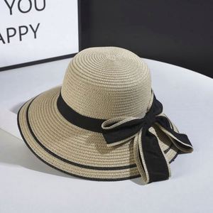 Women's Summer Seaside Sunscreen Sun Beach <b>Hat</b> <b>Straw</b> Bucket <b>Hat</b> With Ribbon - Product Image 4