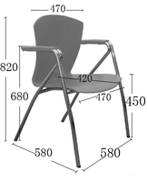 Chaise de classe d'étudiant empilable moderne à 4 pieds de haute qualité garantie Durable cadre en acier en plastique taille personnalisable chaise d'école