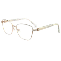 Bingkai Kacamata Optik Metal V87026 Wanita Model Mata Kucing Bingkai Kacamata Fashion Asetat Grosir Armazones De Lentes