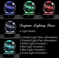 Lampe de Chevet LED en Verre Gravé 3D avec Boule de Cristal, Intensité Réglable par Touche, Base USB et Batterie, Lampe de Bureau Personnalisable, Vente en Gros, Décoration Maison Galaxie Lune