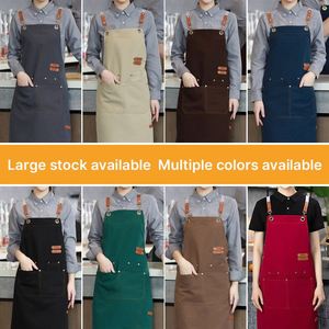 Custom Logo High Quality Foldable Waterproof Oil-Resistant Canvas <b>Kitchen</b> Chef <b>Aprons</b> With Pockets - Product Image 3