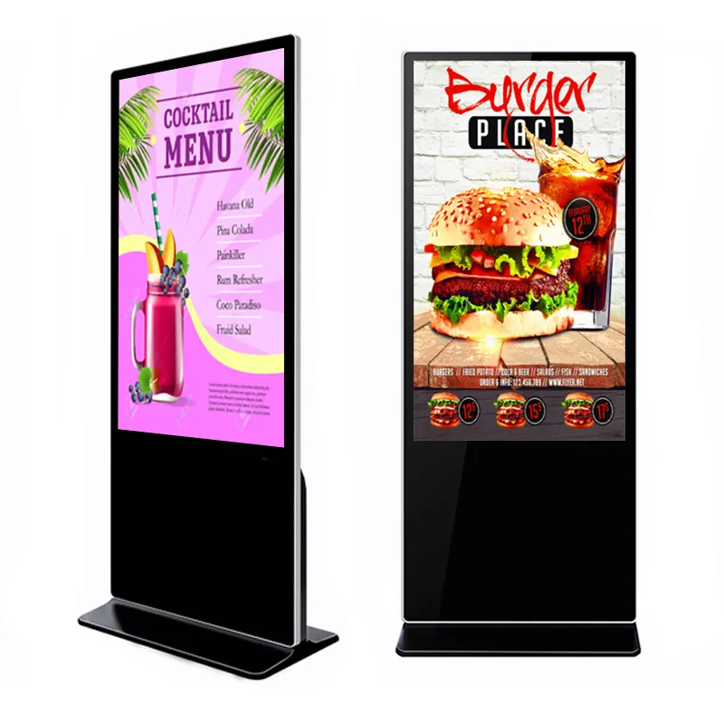 KINGONE 자유로운 입상 55 인치 실내 안드로이드 와이파이 수직 스크린 LCD 디지털 방식으로 Signage 광고 전시 감시자