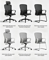 Chaise de bureau ergonomique en maille pivotante pour la maison et l'ordinateur, chaise de personnel multifonctionnelle avec option de dossier basculant