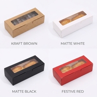 Boîte d'emballage pour macarons en papier kraft transparent à couvercle rabattable, design pliable, adaptée aux pâtisseries et aux biscuits