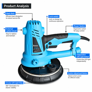 <span class=keywords><strong>Ponceuse</strong></span> à plâtre électrique portative Burley 750W DIY <span class=keywords><strong>Girafe</strong></span> 180mm avec aspiration - Product Image 2