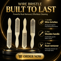 Brosse métallique à manche en bois, 15 rangées, antistatique, anti-étincelles, pour l'élimination de la rouille, qualité industrielle, pour nettoyage de barbecue et ustensiles de cuisine