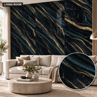 Papier peint auto-adhésif en marbre noir et vert sarcelle de 1 mm, feuilles IXPE de 1,2x3 m pour les murs décoratifs des chambres d'hôtel