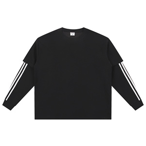 <span class=keywords><strong>T</strong></span>-<span class=keywords><strong>shirt</strong></span> Oversize Personalizzata in Tessuto a Doppia Maglia, Vestibilità Boxy, Cotone/Play, Stile Streetwear Vintage, Lavaggio Acido, Doppio Strato, Manica Lunga - Product Image 2