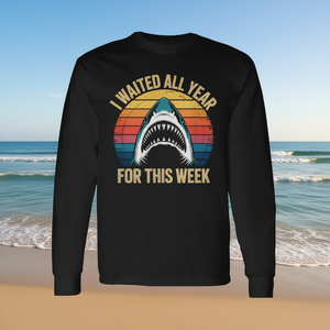 T-shirt à manches longues Shark Lover Ocean Wildlife, design vintage, je me suis attendu toute l'année à cette semaine - Product Image 3