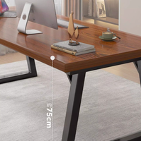 Bureau d'ordinateur multifonctionnel en bois, simple, moderne et durable, avec une longue surface d'étude pour étudiants et usage domestique