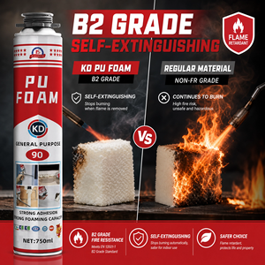 Mousse polyuréthane noire ignifuge B2 à faible expansion pour l'installation <span class=keywords><strong>de</strong></span> fenêtres et <span class=keywords><strong>de</strong></span> portes, isolation phonique et construction - Product Image 3