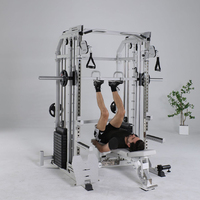 WENDY Station de musculation multifonction tout-en-un : Smith, rack à squats, croisement de câbles, presse pectorale, avec 70 kg par côté